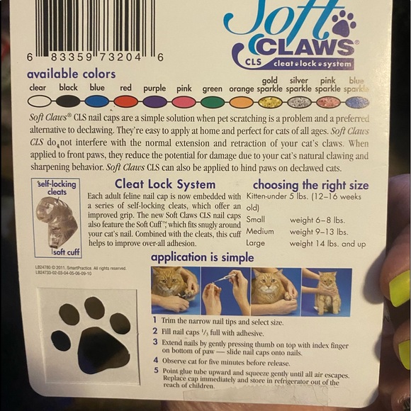 Soft Claws for Cats - CLS (Cleat Lock System), Size Small, Color Red - Picture 2 of 3